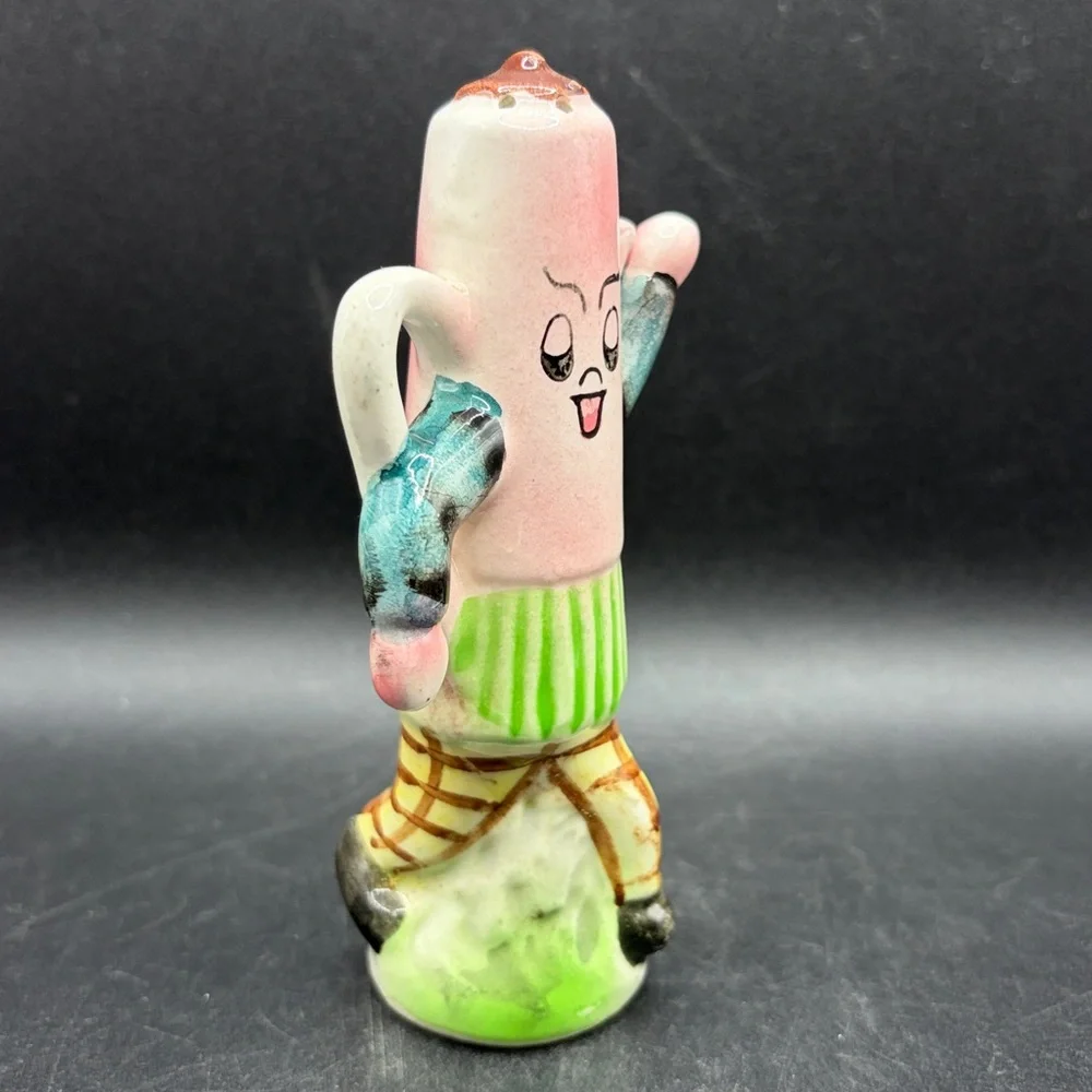Vintage Hand Painted Anthropomorphic Coffee Pot Figure Ceramic Seasoning Shaker